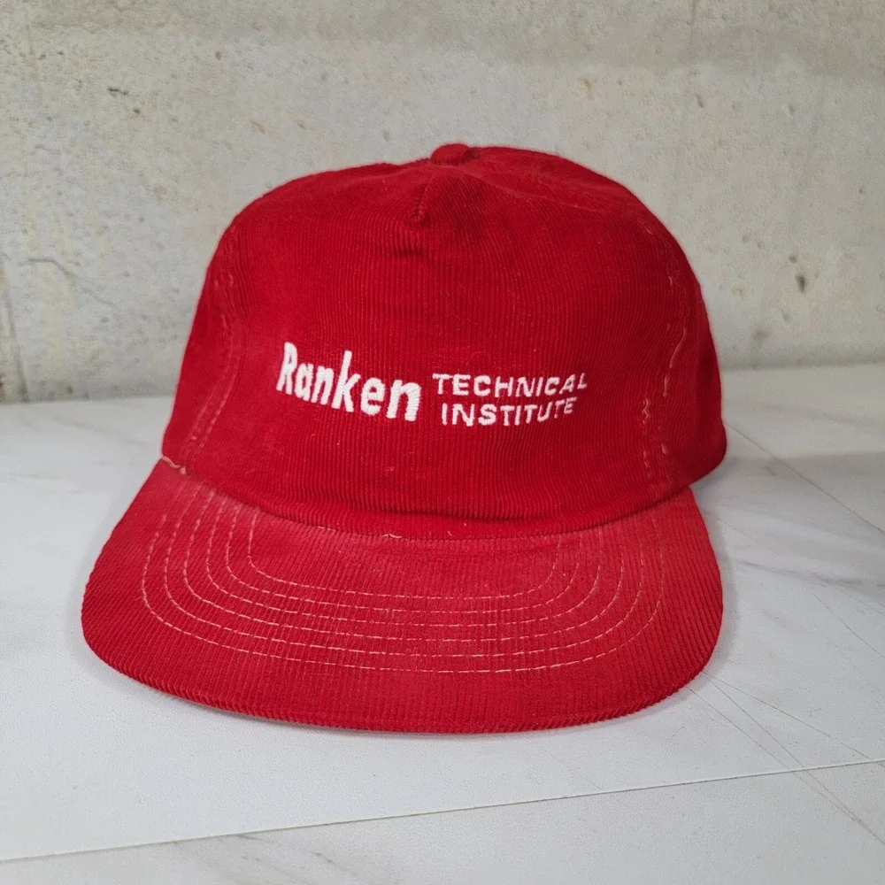 Ranken Technical College Ball Cap Hat Adjustable Vtg Corduroy Red - Picture 1 of 6